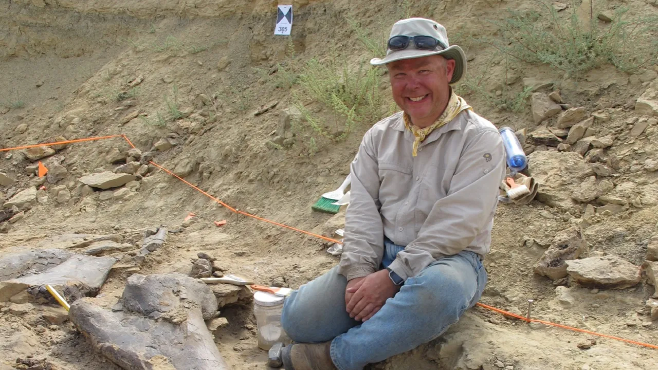 Phil Manning bij de Jurassic Mile