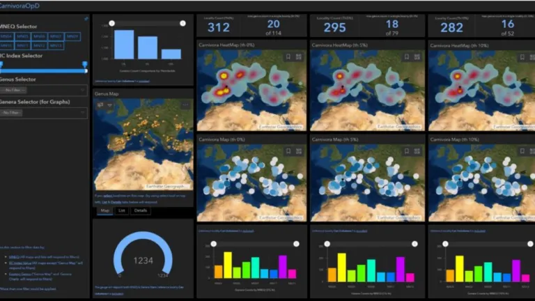 Interactive maps used for analyses